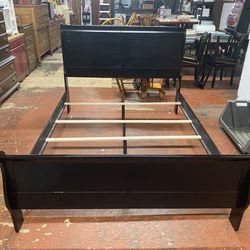 Black Queen Size Bed-frame w/Slats $100