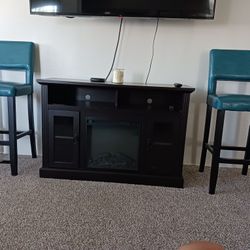 Set of tall Bar-stool Chairs,  Turquoise  Pleather  Color