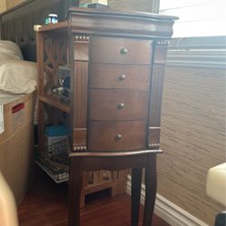 Vintage free Standing Jewelry Amoire Wooden