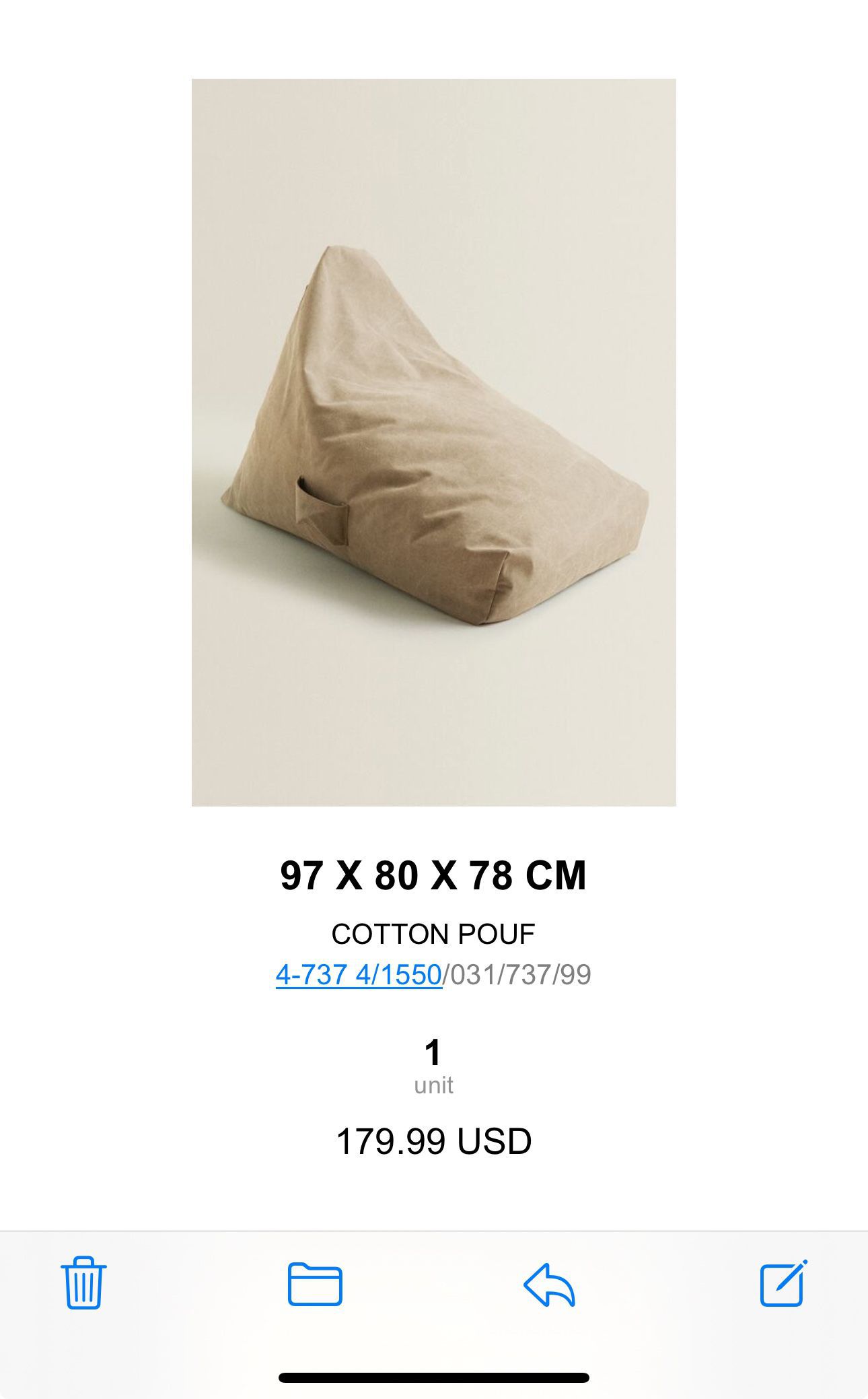 Zara Bean Bag Chair/Cotton Pouf