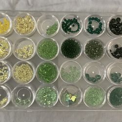 Jewelry Making Crystal Beads Yellow/Green/Asst Czech/Swarovski Assorted Sizes in Plastic Storage