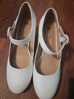 White Mary Jane's with 2 inch heel