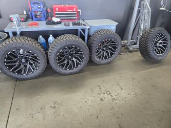 Set of 4 Black Milled Wheels with All-Terrain Tires
