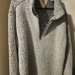 XL Gray Sherpa Pullover