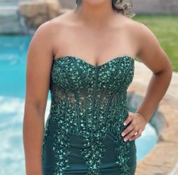 Emerald Green Corset Mermaid dress Sz 6