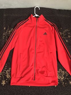 Adidas red track jacket w/ black stripes Size M