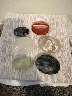 Set of 5 Polished Crystal Palm Stones