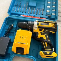 Cordless Electric Screwdriver Kit Household Electric Drill Including Battery Charger Toolbox