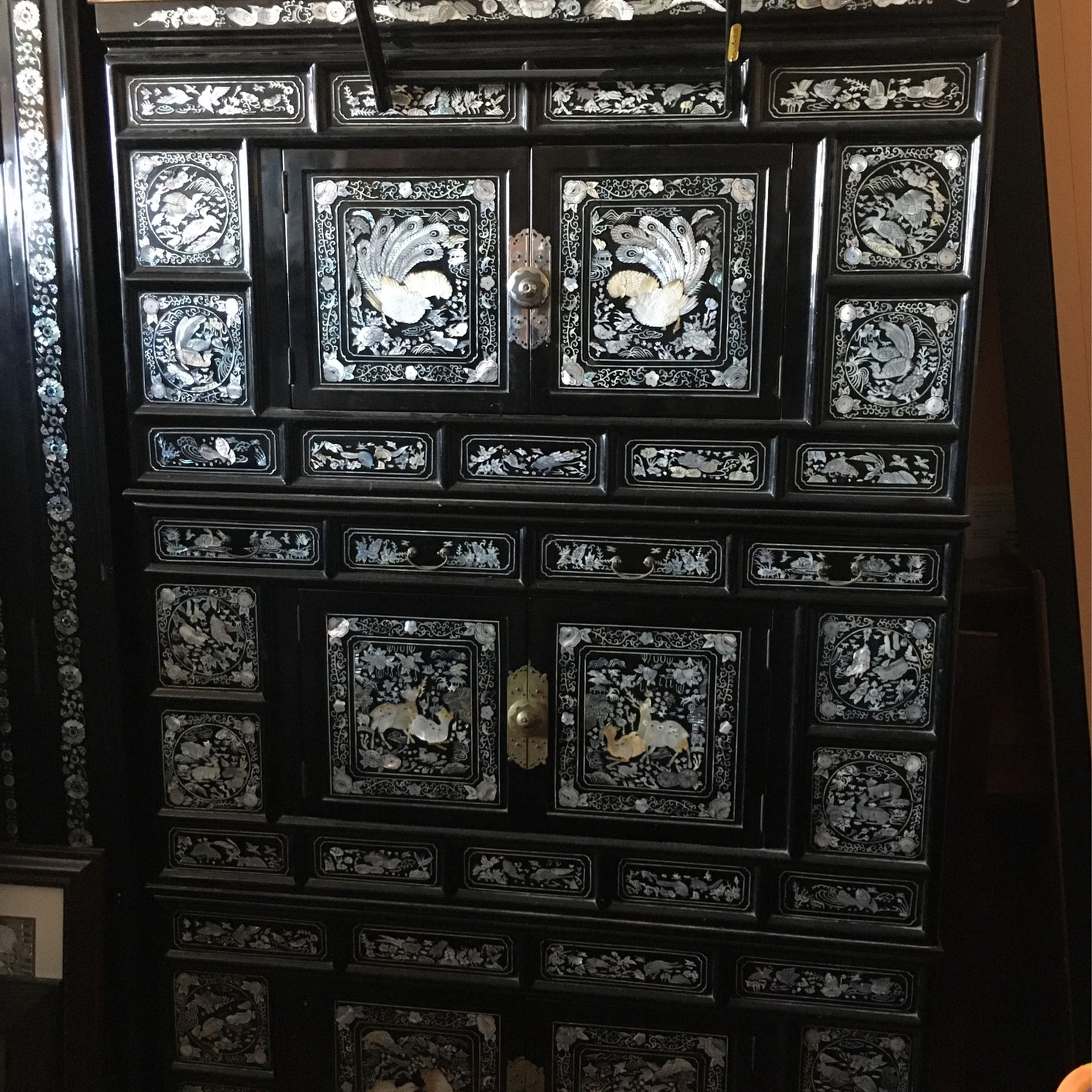 Mother Of Pearl  Oriental Cabinet And China Cabinet 