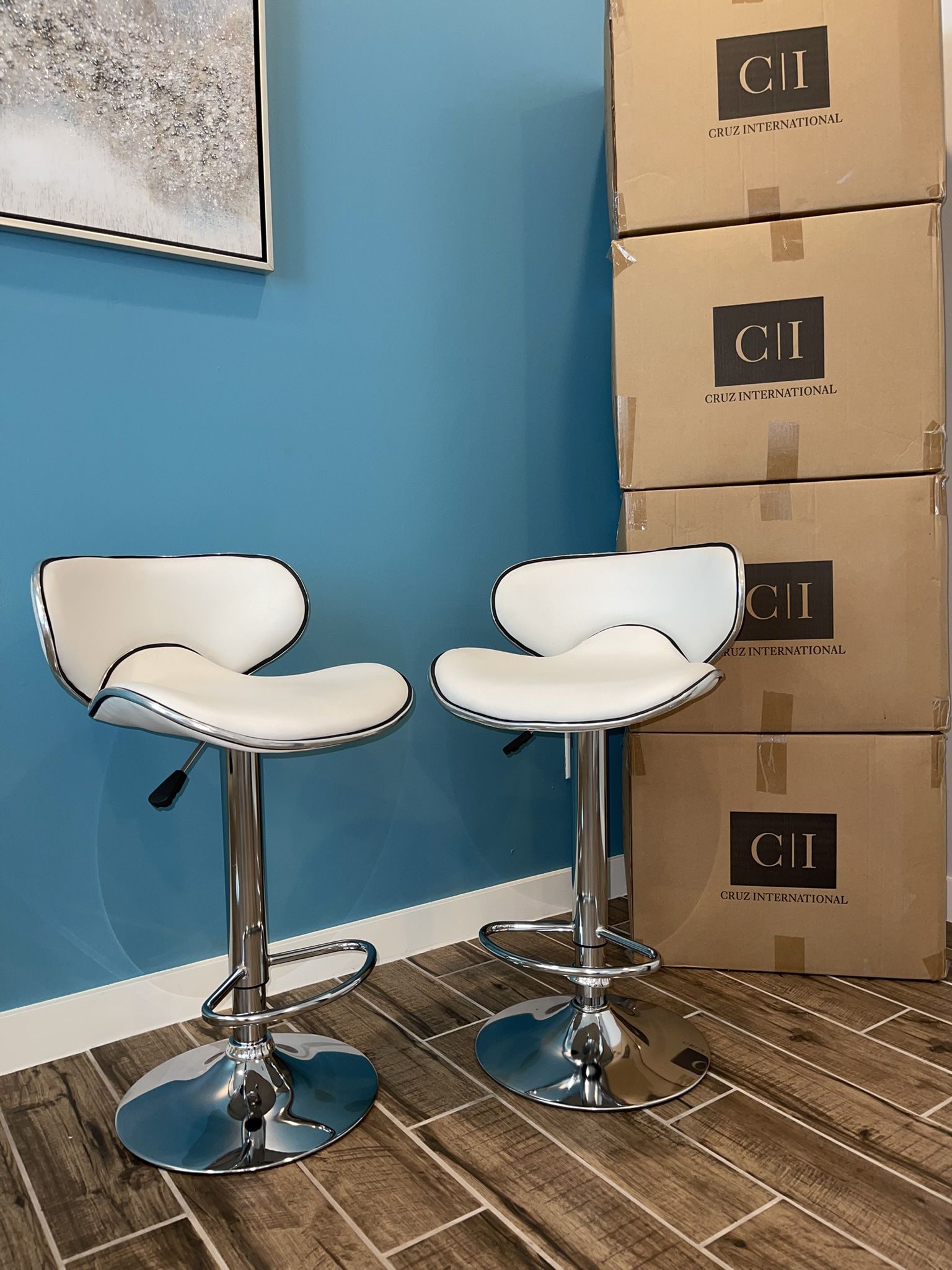 New 2 White Bar Stools