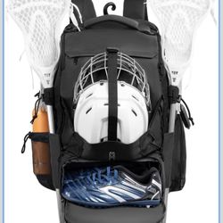 Himal Outdoors Lacrosse Bag with Helmet Storage- Premium Lacrosse Backpack with Two Stick Holder- Extra Large Separate Shoe Compartment-Zipper Pocket 