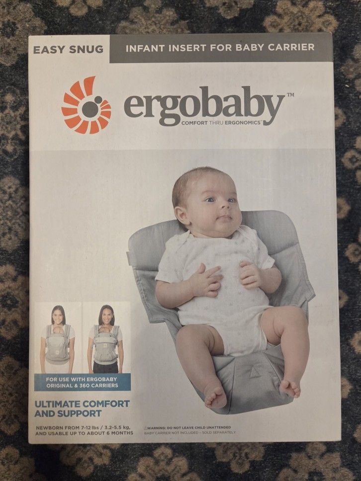 Ergobaby Easy Snug Infant Insert Grey Premium Cotton