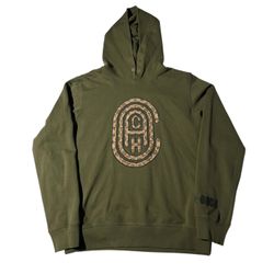 Coach Logo Sweatshirt Hoodie Men's Small Green Pullover Hooded Pockets Designer 