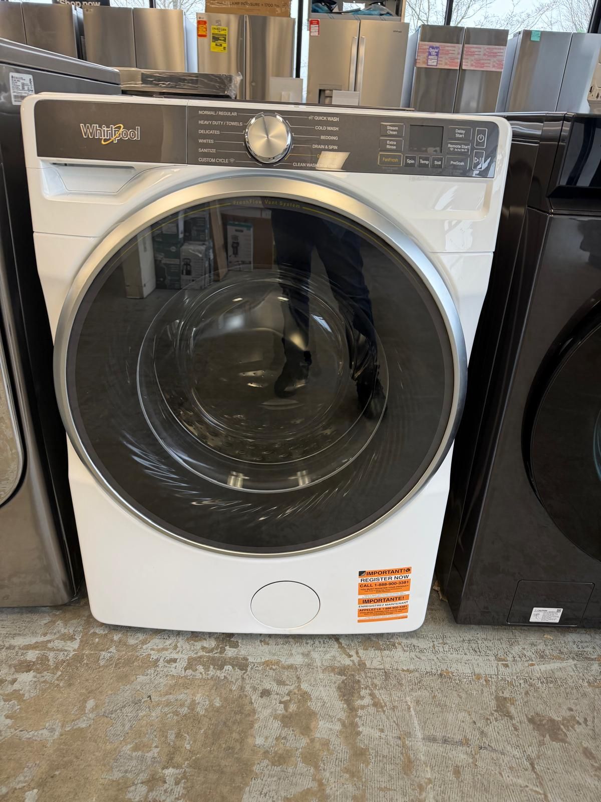 Whirlpool 5.0 cu. ft. High Efficiency White Stackable Front Load Washing Machine with Load & Go XL Dispenser