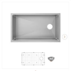 Tight Radius 31 in. Undermount Single Bowl 18 Gauge Stainless Steel Kitchen Sink with Accessories
