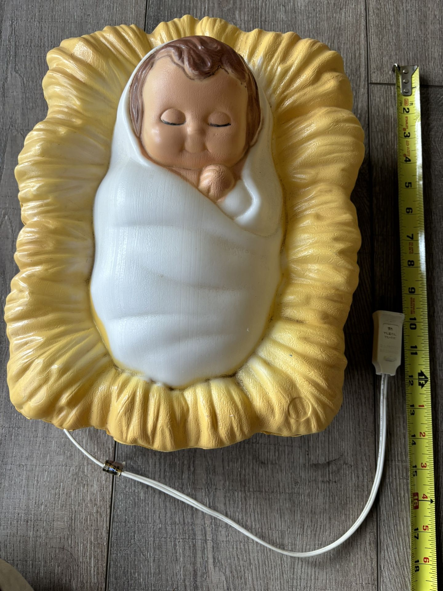 Vintage General Foam Plastics Baby Jesus Blow Mold Christmas Nativity WORKS 