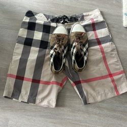 Burberry swim shorts and shoes bundle