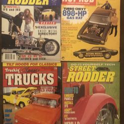 4 Vintage Hot Rod Car Magazines - Ads -Photos-GC
