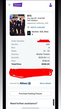BTS CONCERT TICKETS
