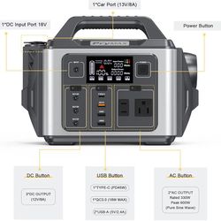 330W Portable Power Station with 110V Pure Sine Wave AC Outlet, 296Wh Mobile Solar Generator with DC/QC3.0/USB Port Power Supply, Solar Power Station