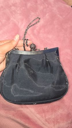 Hillard y handson Black Satin Evening Bag with Chain Strap