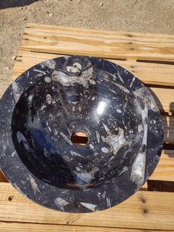 Morocco Orthocerus Fossil Marble Sink NEW!