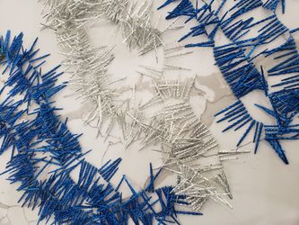 Christmas blue and silver decorations.