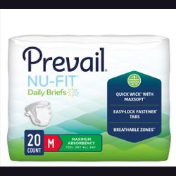 Prevail Nu-Fit Adult Briefs Medium Case (80 ct / 4 Bags of 20) - Max Absorbency