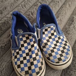 The Vans Toddler Shoes in Blue and White
