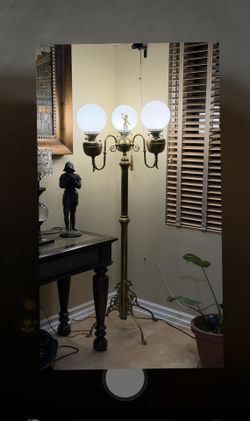 Antique Brass 3-Light Cherub Floor Lamp