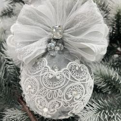 new hand made christmas tree ornaments , gray color 