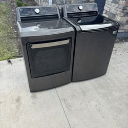 Lg Black Stainless Steel Top Load Washer Dryer Set