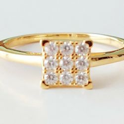 Moissanite Ring With Gold Over Sterling Silver Size 9 (Lowered Price)