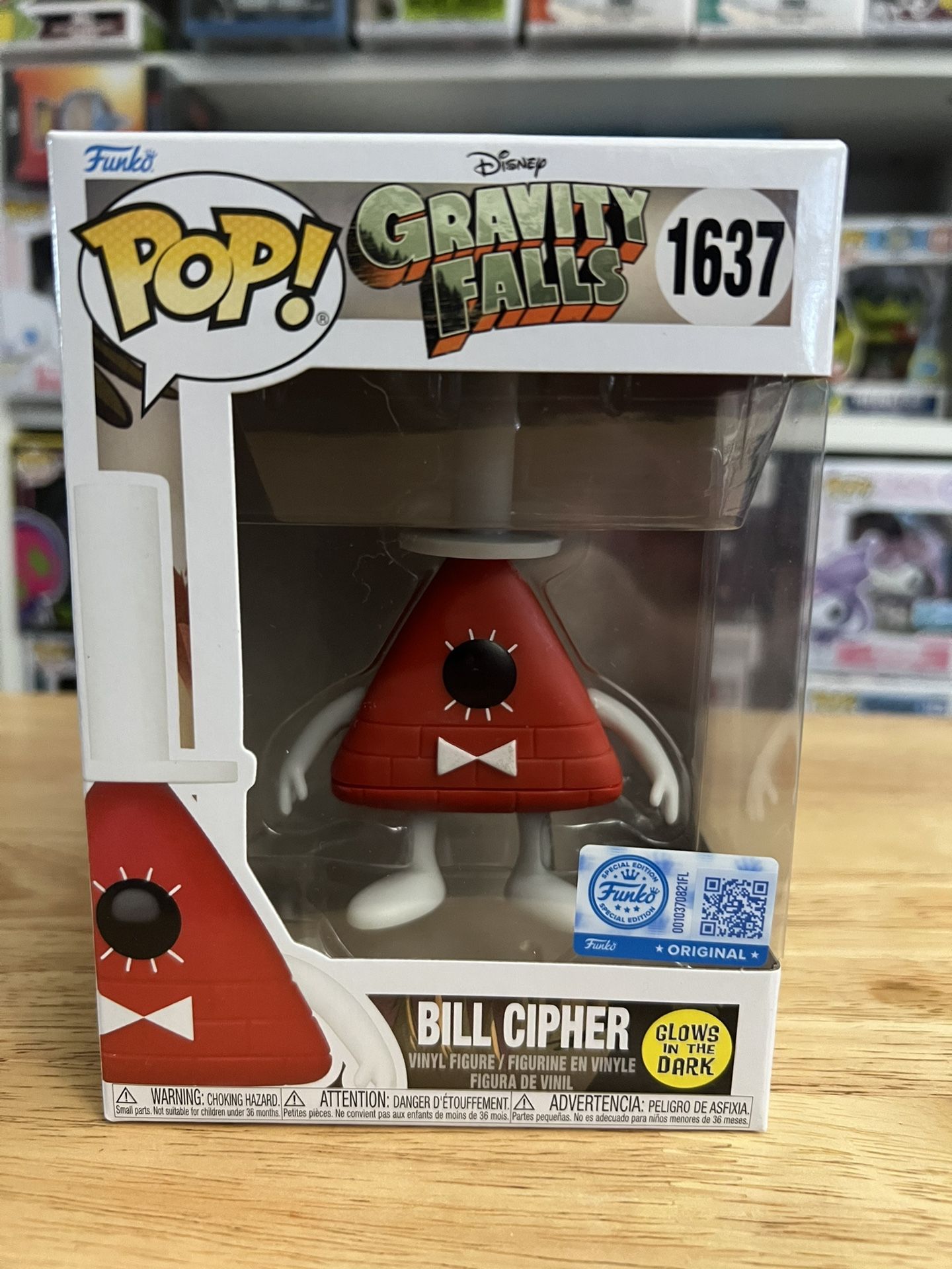 EXCLUSIVE GLOW Bill Cipher Gravity Falls Funko Pop #1637 Animation Disney GITD