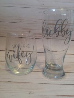 Wifey and hubby glassware
