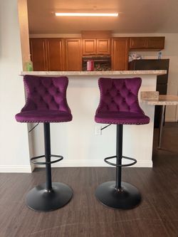 Purple Velvet Bar Stools (Set of 2)