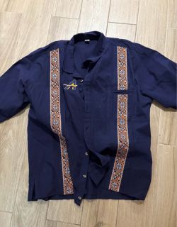 Astros Guayabera Men’s 3XL Navy Blue Mexican Shirt