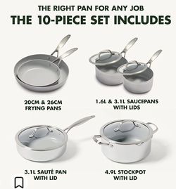  GreenPan Venice Pro Tri-Ply Stainless Steel Healthy Ceramic  Nonstick 8 and 10 Frying Pan Skillet Set, PFAS-Free, Multi Clad,  Induction, Dishwasher Safe, Oven Safe, Silver: Home & Kitchen