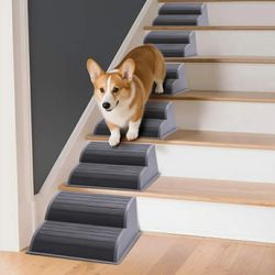 New 2-Step Modular Dog Ramp - Portable Non-Slip Stairs for Small Dogs with High Support, 9.5" D Lightweight Plastic Pet Steps Fits Staircase Indoor, I