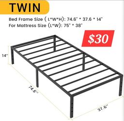 Twin Platform Bed Frame, Modern Metal Design with Underbed Storage Space
Modern steel platform frame with stable support, open storage space, quiet de