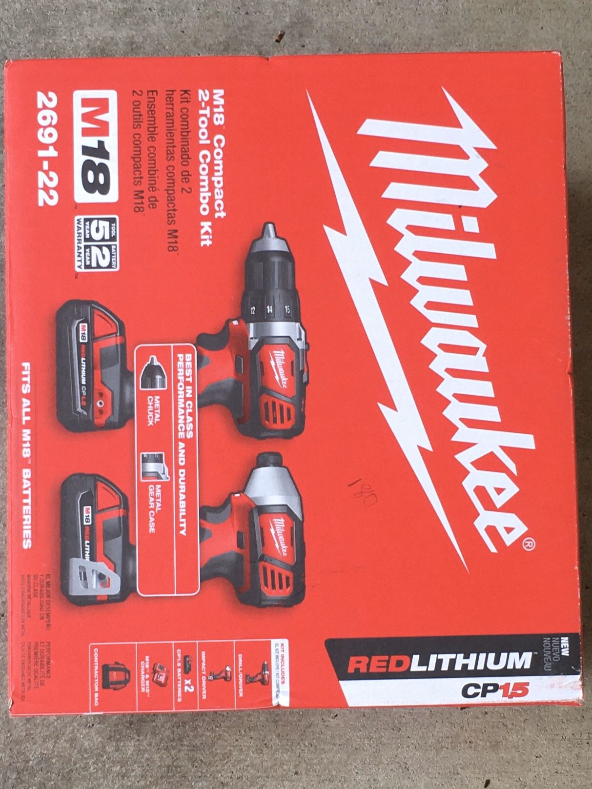 Milwaukee 2691-22 18-Volt Compact Drill and Impact Driver Combo Kit *BRAND NEW*