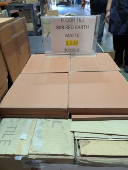 8 5/8 x8 5/8 Red earth - High Fired floor Tile