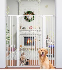 JIPRIAK 51" Extra Tall Cat Gate 30"-49.27" Wide, Auto Close, Pressure Mounted Gate,White