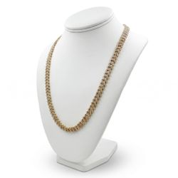 14K Yellow Gold Cuban Link Gold Chain Necklace with 8.00 Ct. of Round Diamonds.