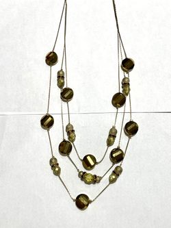 Shiny layered shimmery gold beaded gems necklace jewelry