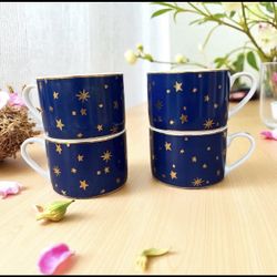Galaxy Blue" fine porcelain cups