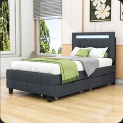 Upholstered twin storage bed