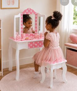 Kids Vanity Table and Stool Set