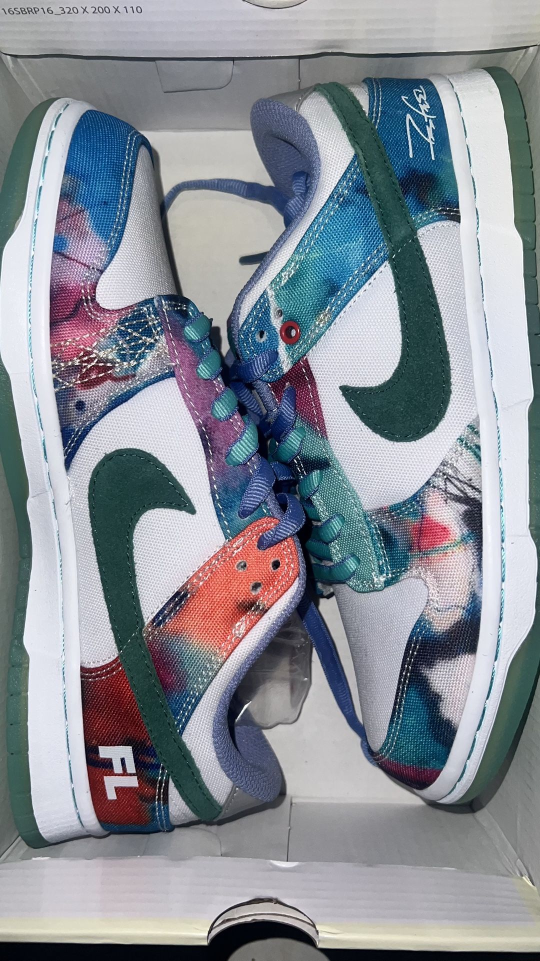 Nike SB Dunk Low x Futura Laboratories White and Geode Teal