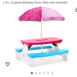 LOL Surprise Birthday Party Picnic Table  with Umbrella